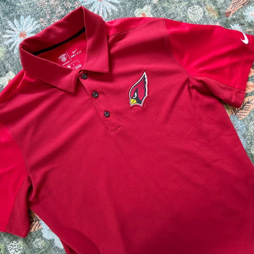 Nike Arizona Cardinals NFL Dri-FIT Training Polo Shirt Mens Medium Red Short Slv